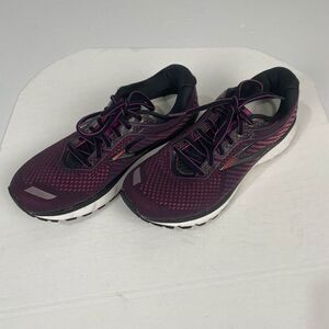 Brooks Ghost 12 Shoes Women Size 9.5 B Black Hollyhock Purple Running Sneakers